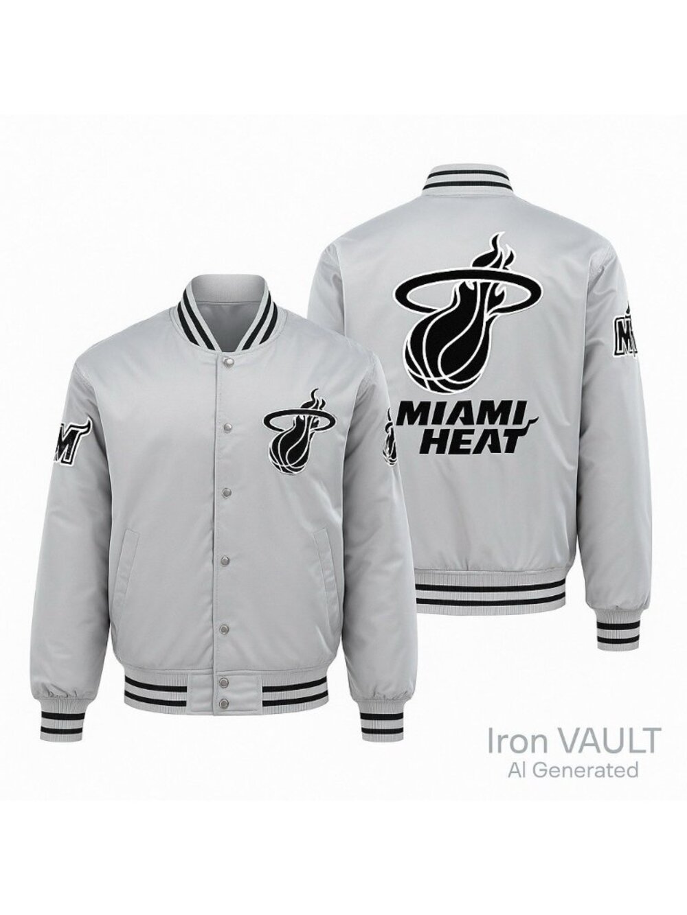 Miami Heat Silver Satin Jacket NBA Logo Official Licensed Apparel 2XL